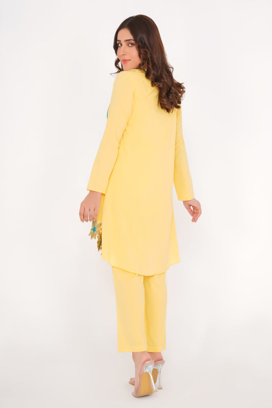 Yellow Embroidered   Co-ord Set