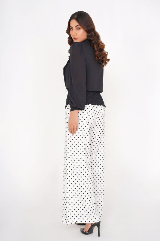 White Polka  dot Trouser