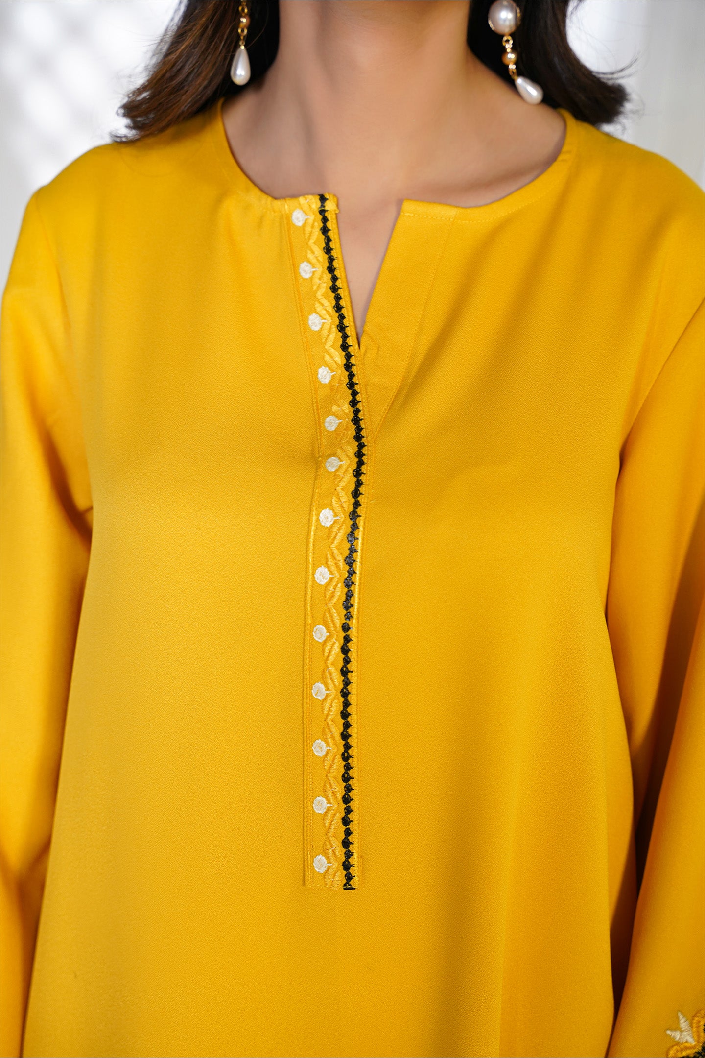 Embroidered Mustard Co-Ord Suit