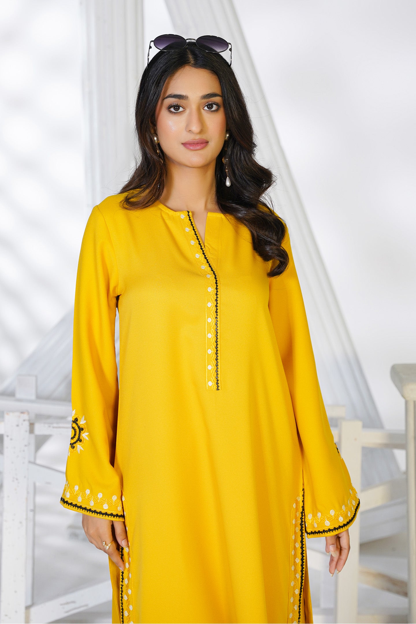 Embroidered Mustard Co-Ord Suit