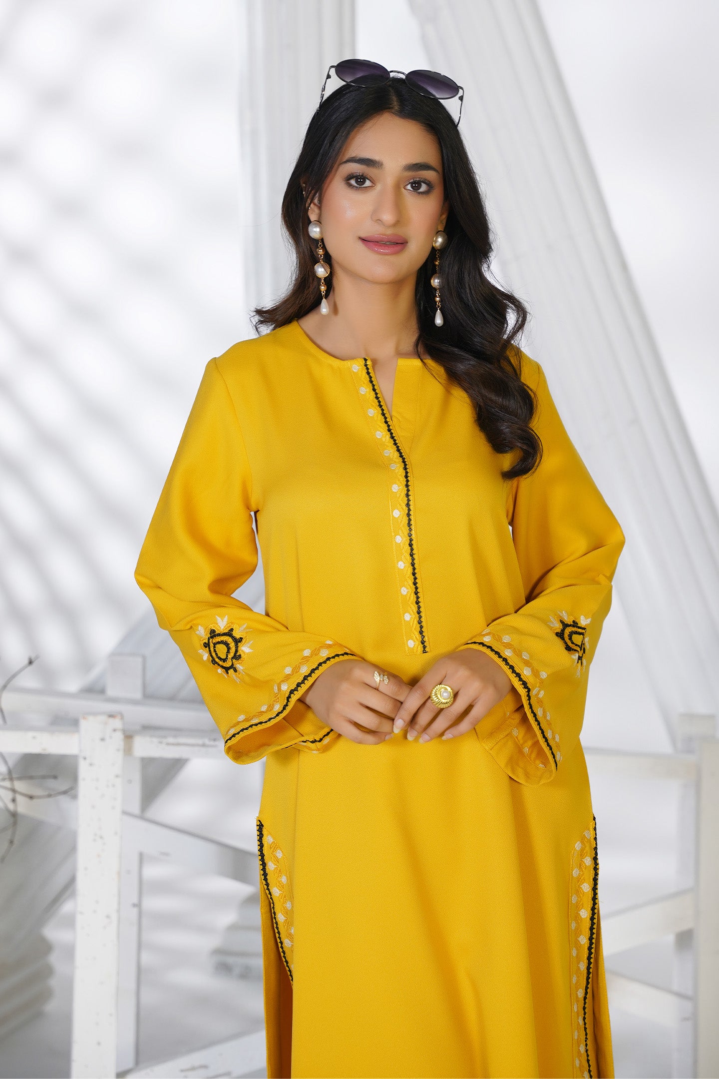 Embroidered Mustard Co-Ord Suit