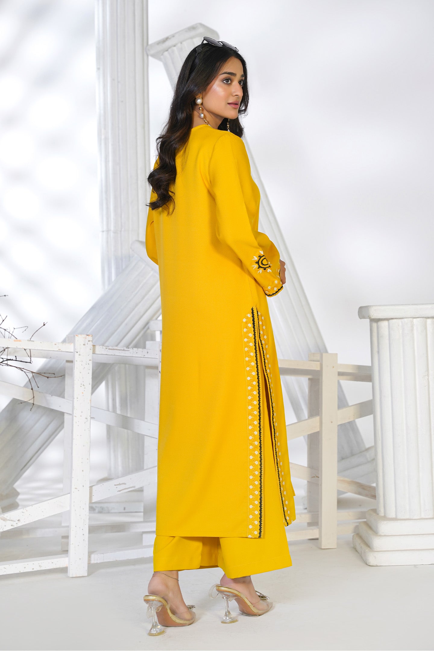 Embroidered Mustard Co-Ord Suit