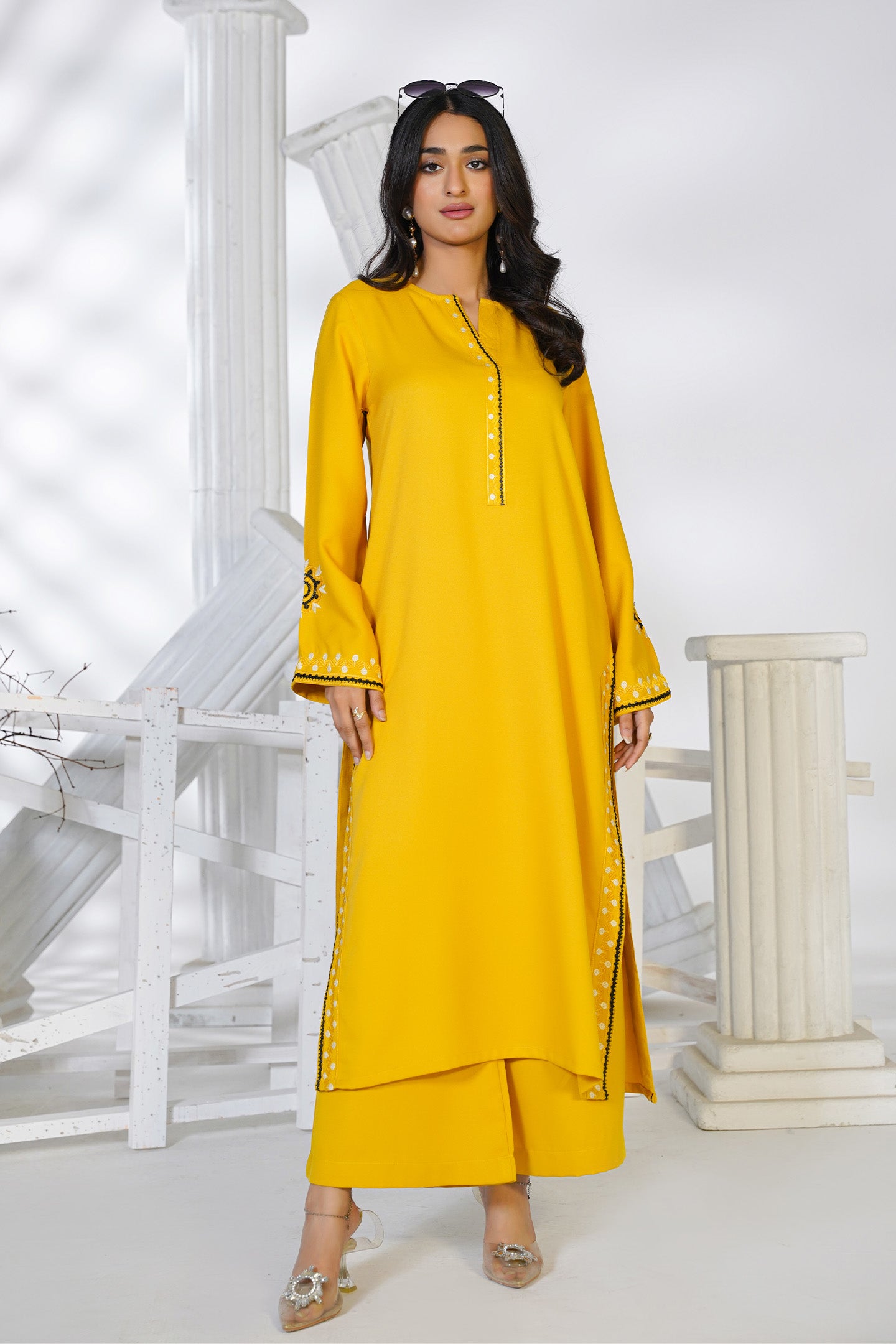 Embroidered Mustard Co-Ord Suit