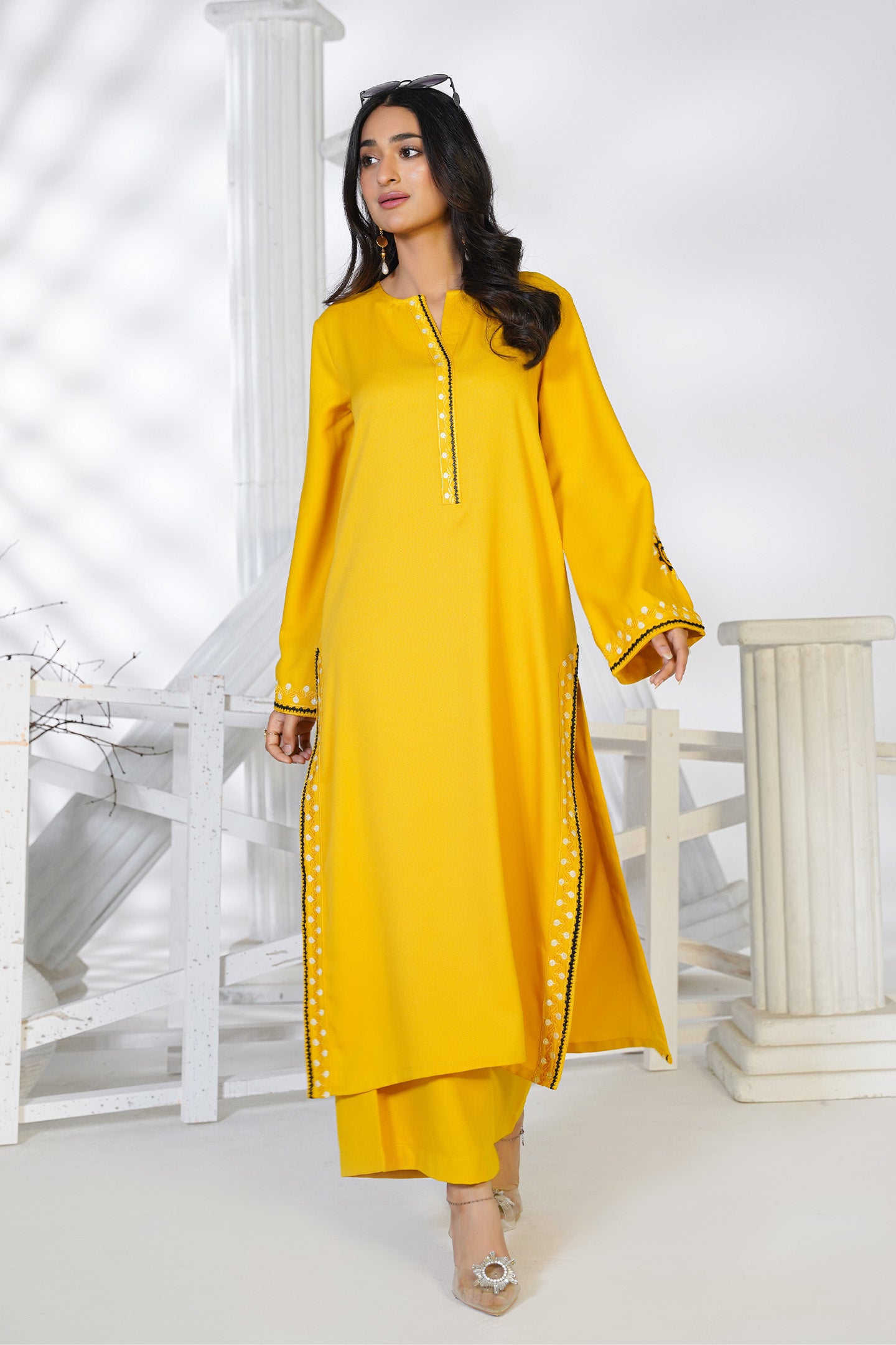 Embroidered Mustard Co-Ord Suit