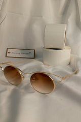Gold Wireframe Round Cat Eye