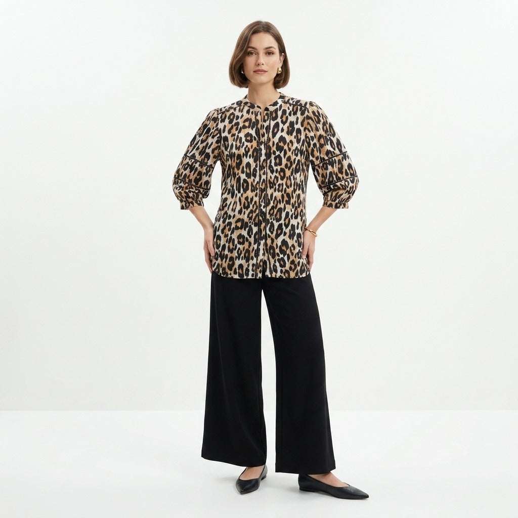 Button Down (Tiger Print) Top